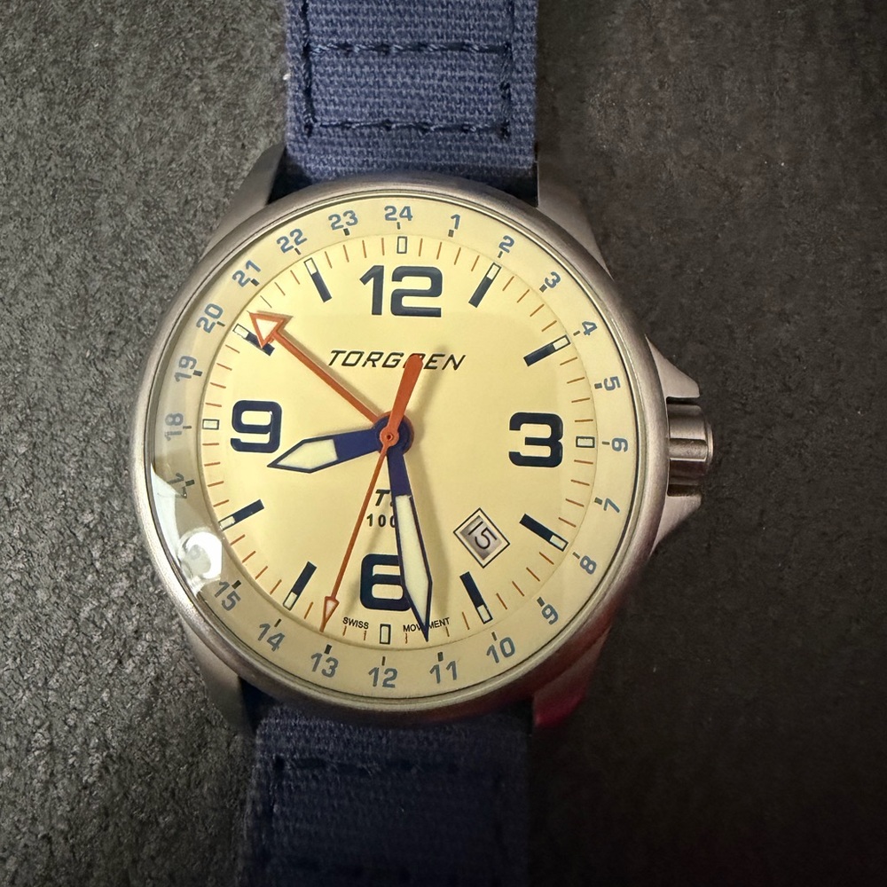 Toragen T9 GMT Watch with Blue Strap and Brown Leather Strap - Picture 3 of 4